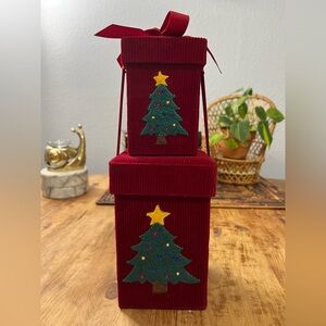 Red Corduroy Christmas Nesting Gift Boxes - Set 2